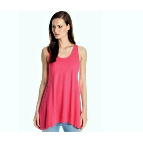 NEW Eileen Fisher Tank Top Sz Small Scoop Neck Racerback Swing Tunic Pink - Picture 5 of 6